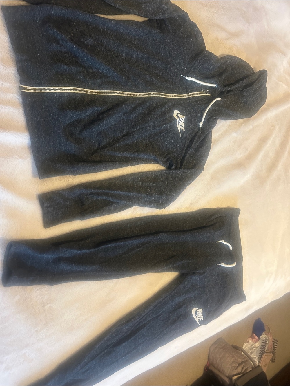 Nike Black Heather Full-Zip Hoodie and Joggers Set